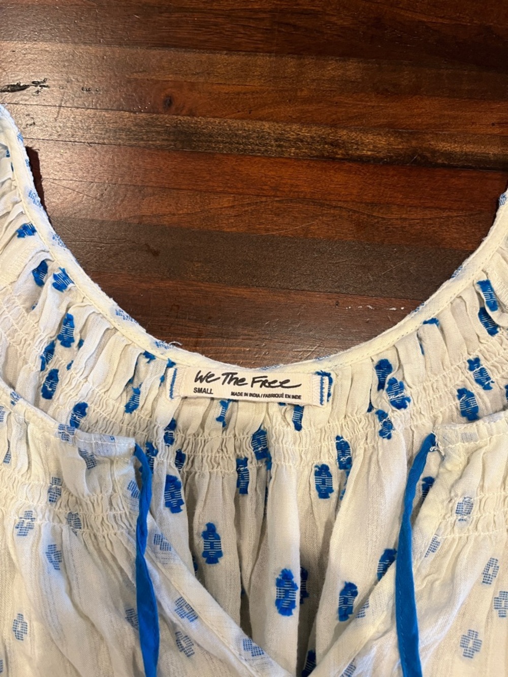 We the free White & Blue Floral Peasant Top - Picture 2 of 3